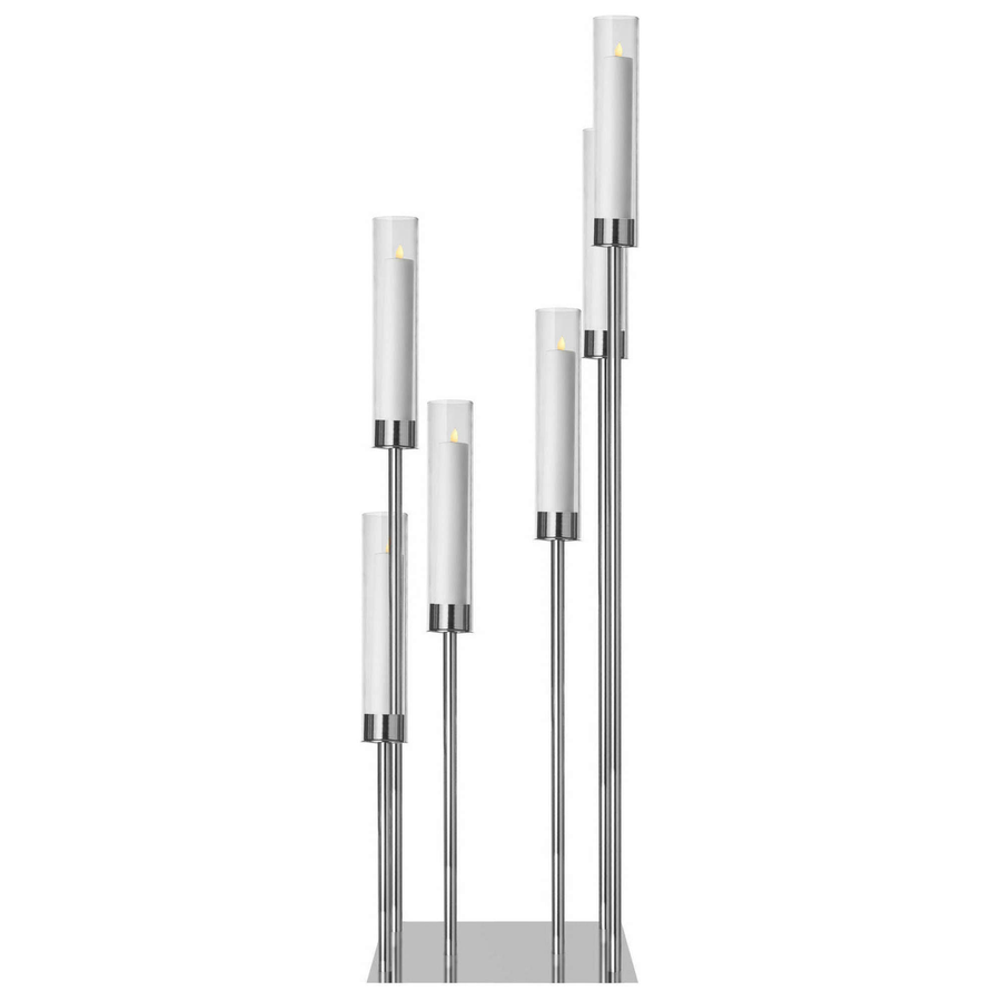 Канделябр «Тот» на 6 свечей серебряный металлический - Фото миниатюра 2