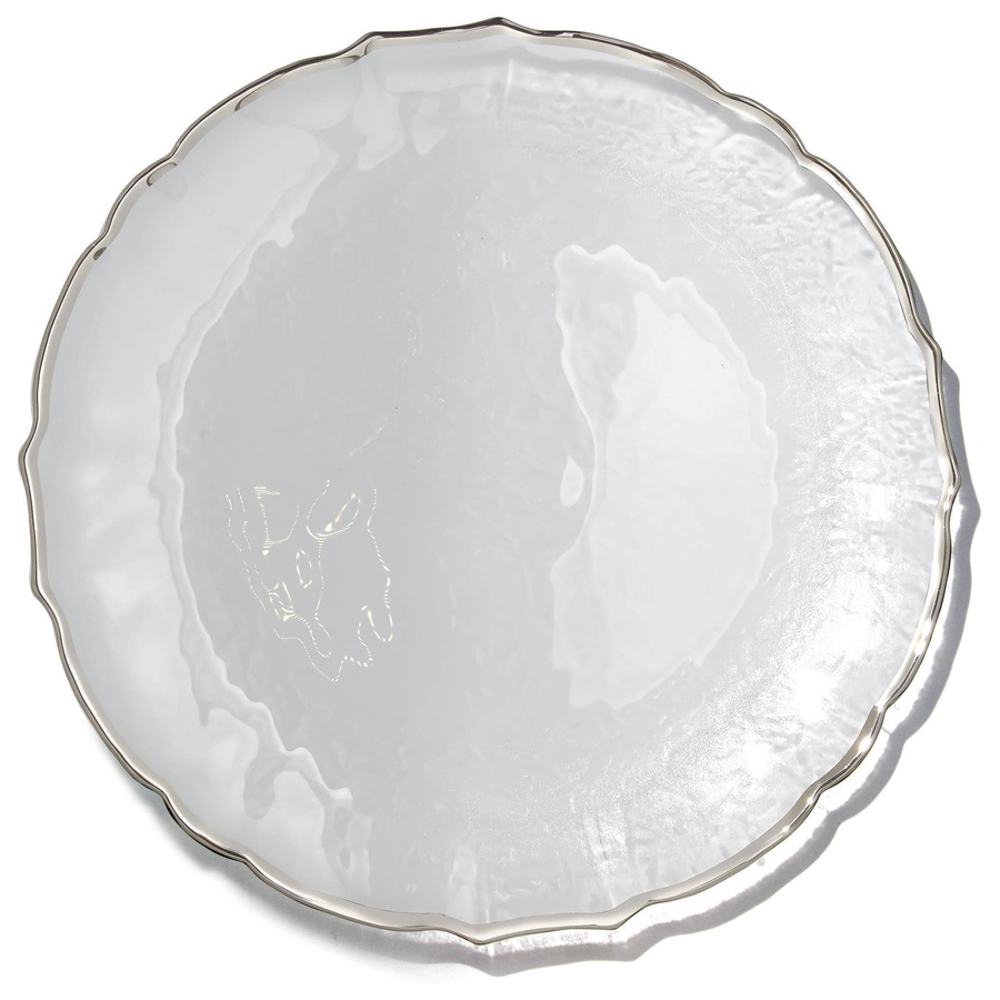 Подстановочная тарелка "Салак" прозрачная с серебряной каймой - Фото миниатюра 1