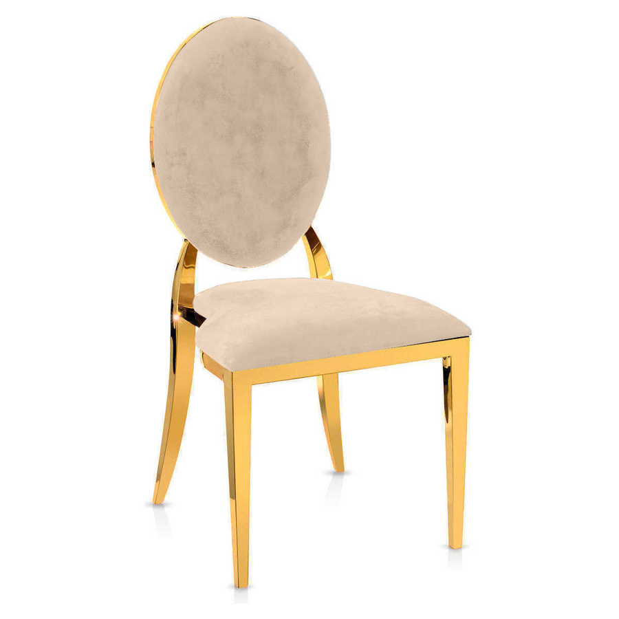 Стул «Вашингтон» золотой, светло-бежевые подушки из бархата - Фото миниатюра 1