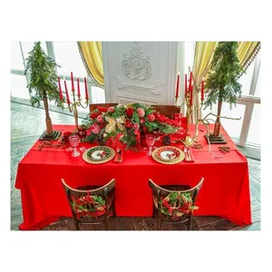 Скатерть прямоугольная габардин красная - Фото 2