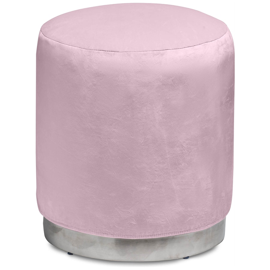Пуф «Круг» серебряный, пыльно-лавандовый бархат - Фото миниатюра 1