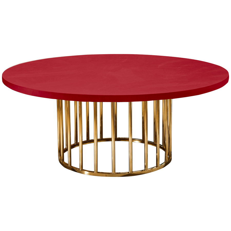 Стол «Арис» круглый, столешница бархат красный - Фото миниатюра 1