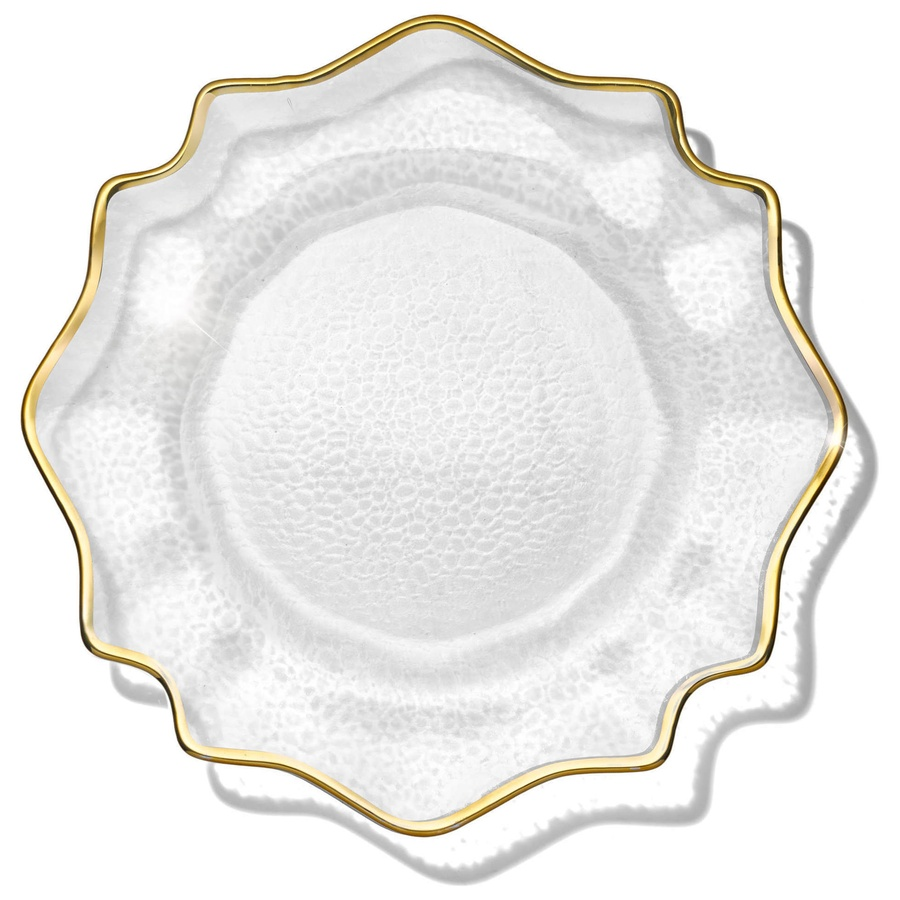 Подстановочная тарелка «Фиона» прозрачная с золотой каймой - Фото миниатюра 1