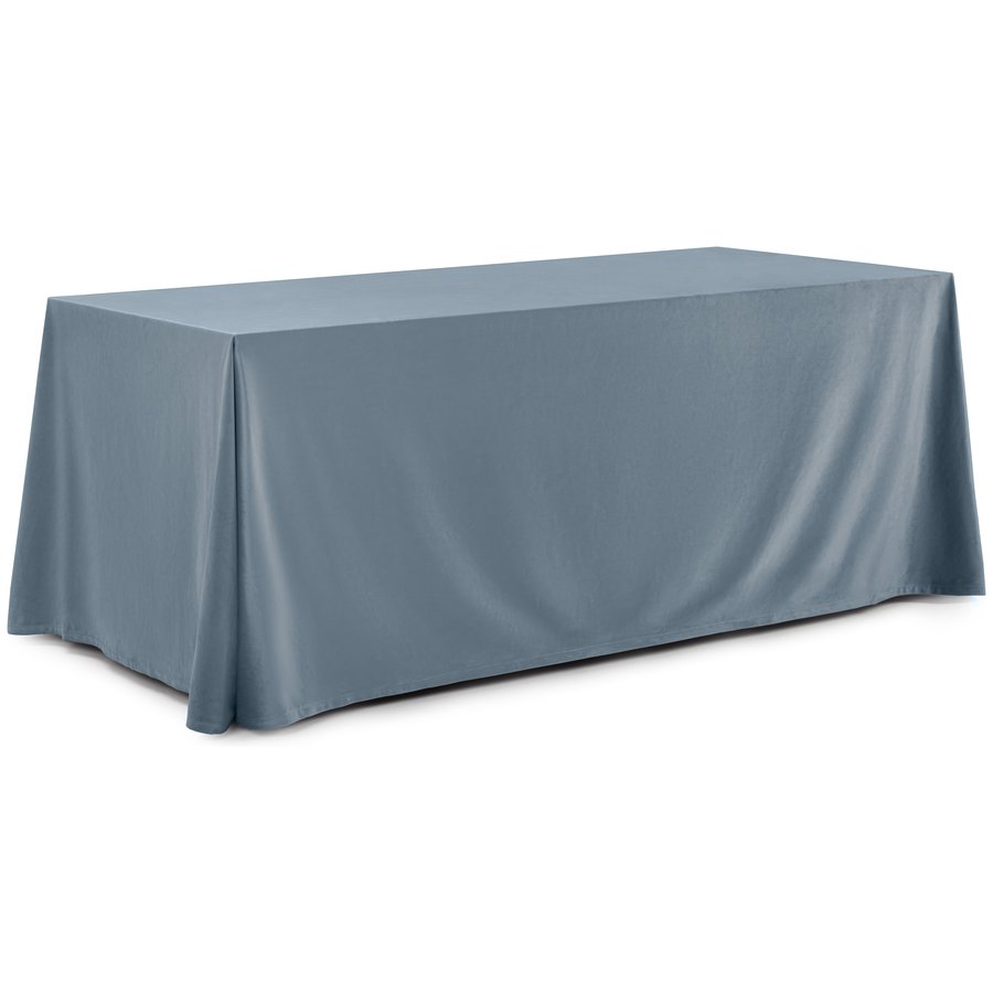 Скатерть прямоугольная бархатная серо-голубая темная - Фото миниатюра 1