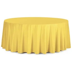 Скатерть круглая бархатная желтая