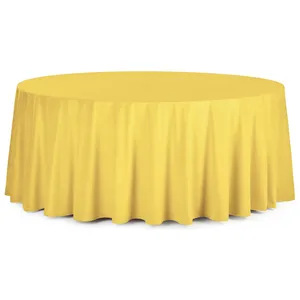 Скатерть круглая бархатная желтая