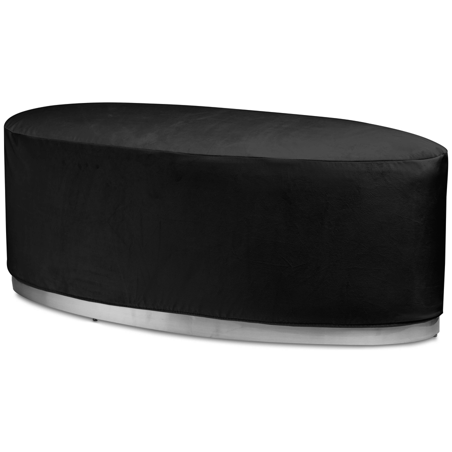 Пуф «Овал» серебряный, черный бархат - Фото миниатюра 1