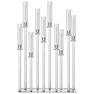 Канделябр «Роу» на 10 свечей прозрачный стеклянный - Фото 3