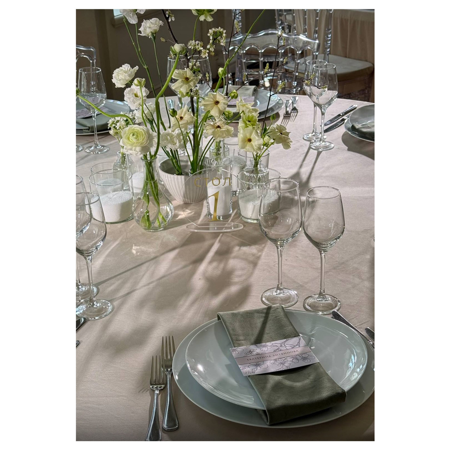 Номерки для столов с 1-10 прозрачные с золотом - Фото миниатюра 3