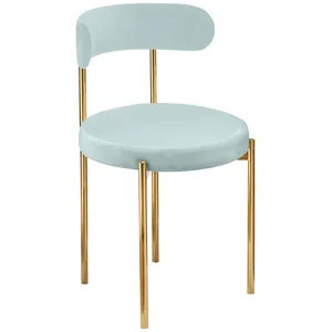 Стул «Лира» золотой, голубой бархат