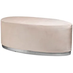 Пуф  «Овал» серебряный, кремовый бархат