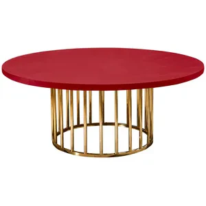 Стол «Арис» круглый, столешница бархат красный