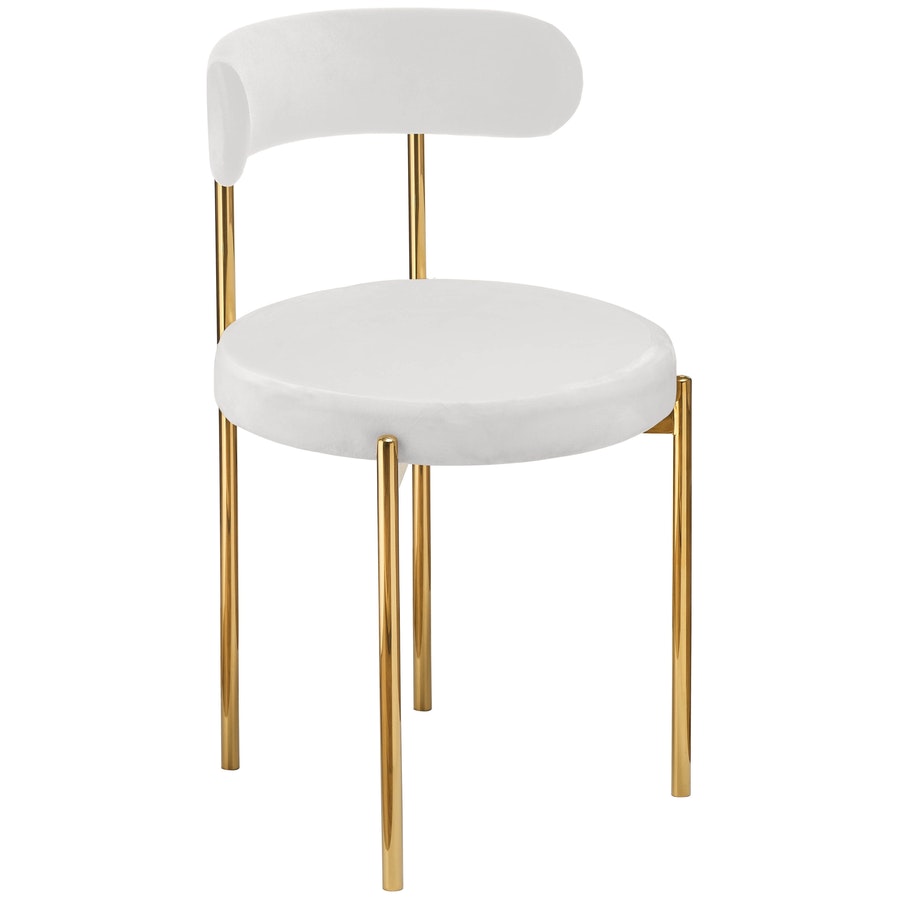 Стул «Лира» золотой, белый теплый бархат - Фото миниатюра 1