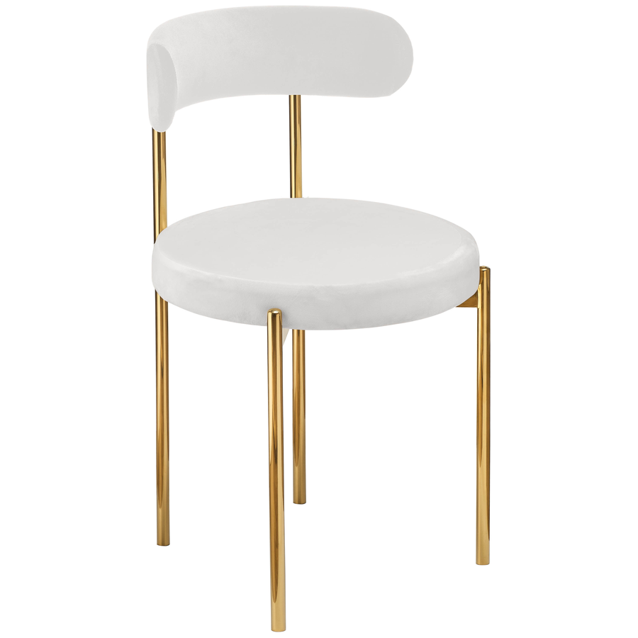 Стул «Лира» золотой, белый теплый бархат - Фото миниатюра 1