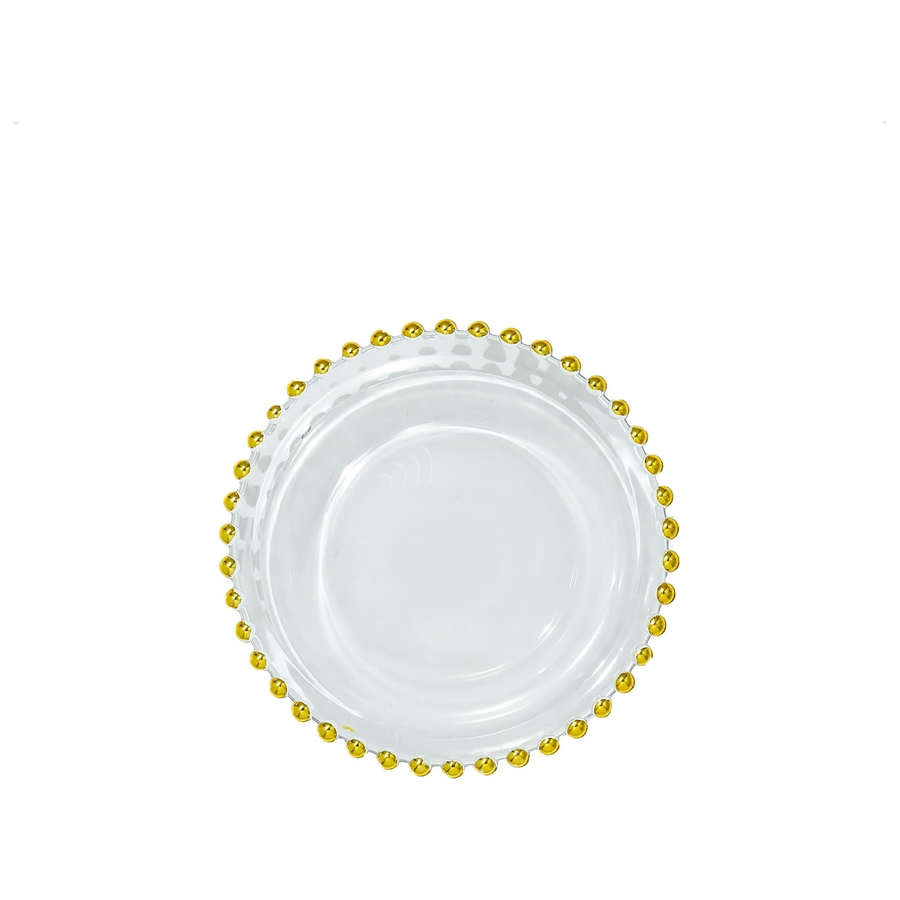 Пирожковая тарелка «Бусинки» прозрачная с золотыми бусинами - Фото миниатюра 1