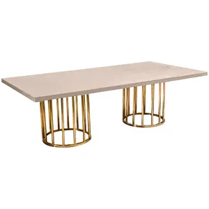 Стол «Арис» прямой, столешница бархат серо-бежевый