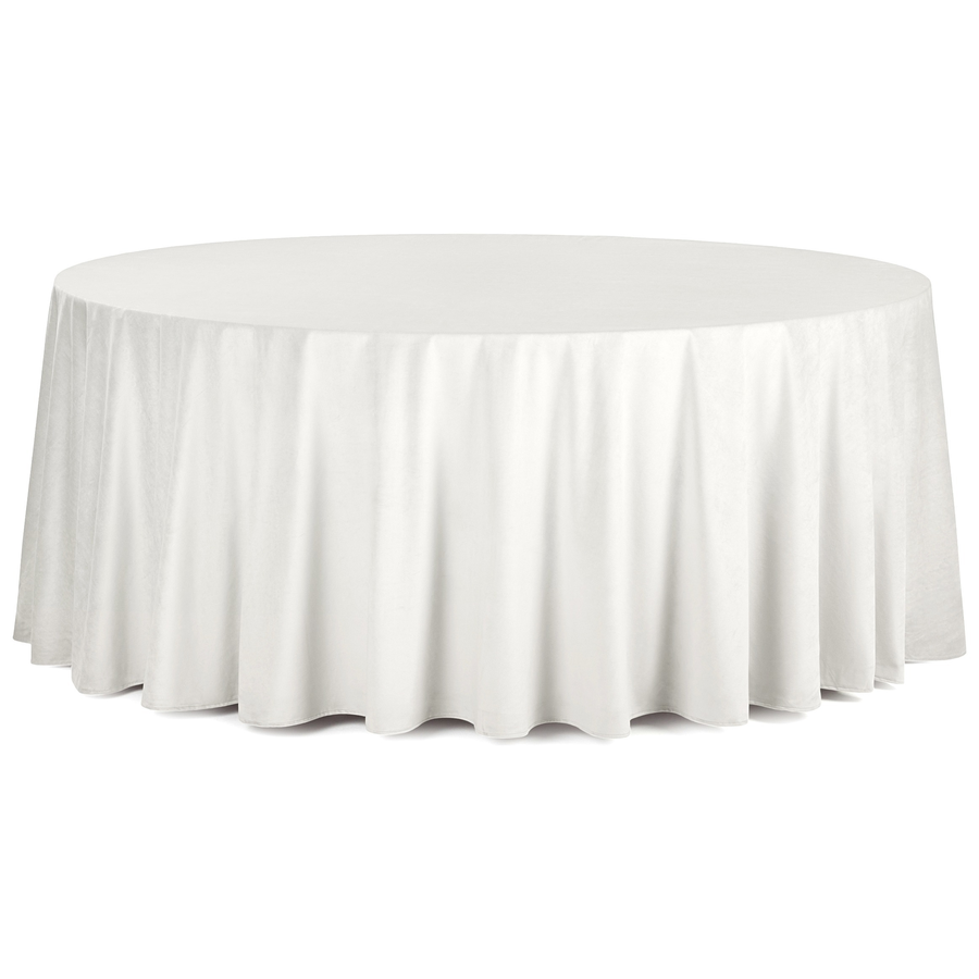 Скатерть круглая бархатная белая - Фото миниатюра 1
