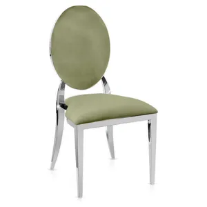 Стул Вашингтон серебро, пыльно-зеленые подушки из бархата