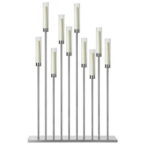 Канделябр «Роу» на 10 свечей серебряный металлический - Фото 2