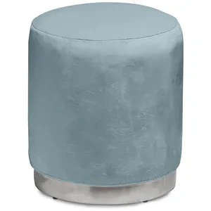 Пуф «Круг» серебряный, серо-голубой бархат