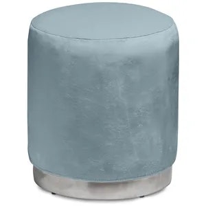 Пуф «Круг» серебряный, серо-голубой бархат