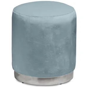 Пуф «Круг» серебряный, серо-голубой бархат