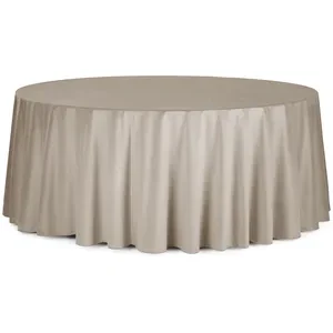 Скатерть круглая бархатная серо-бежевая - Фото 1