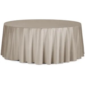 Скатерть круглая бархатная серо-бежевая
