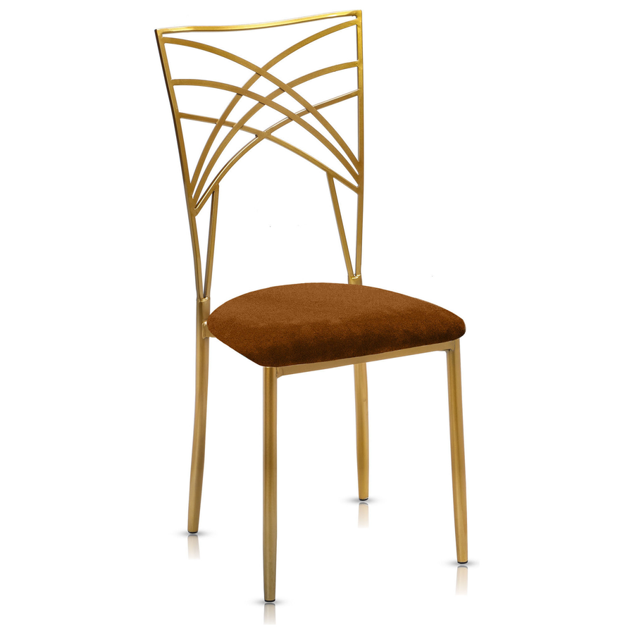 Стул «Хамелеон» золотой, шоколадная подушка из бархата - Фото миниатюра 1