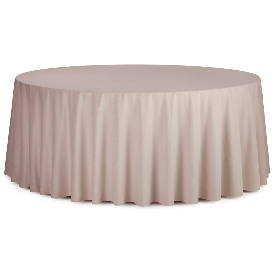 Скатерть круглая бархатная пыльно-розовая - Фото миниатюра 1