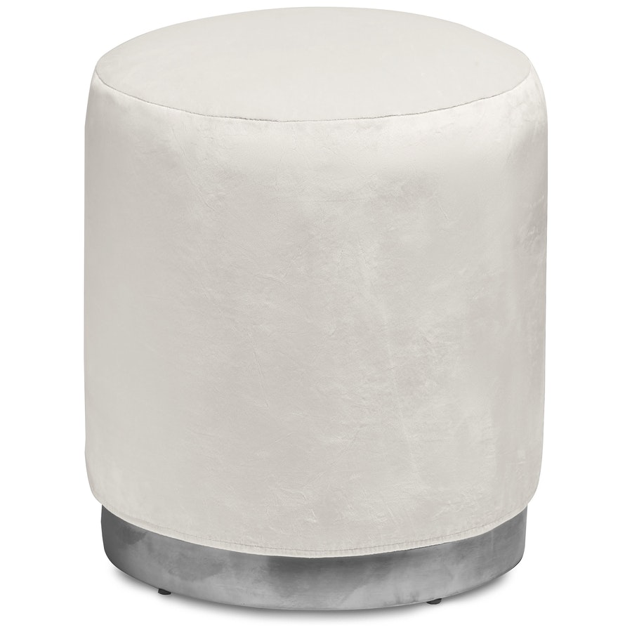 Пуф «Круг» серебряный, молочный бархат - Фото миниатюра 1