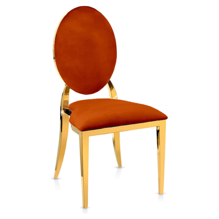 Стул «Вашингтон» золотой, терракотовые подушки из бархата - Фото основное 1