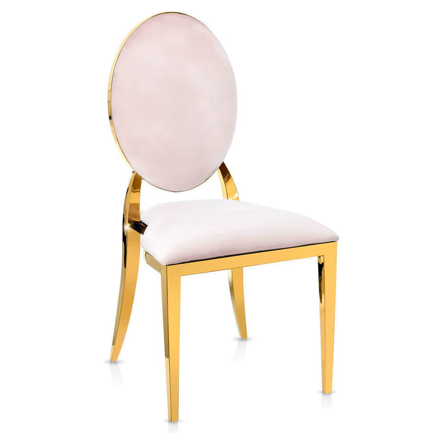 Стул «Вашингтон» золотой, пыльно-розовые подушки из бархата - Фото миниатюра 1