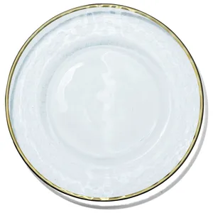 Подстановочная тарелка «Бари» прозрачная с золотой каймой