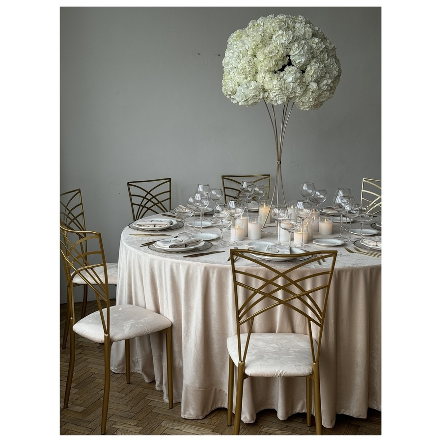 Стул Хамелеон золотой, кремовая подушка из бархата - Фото миниатюра 2