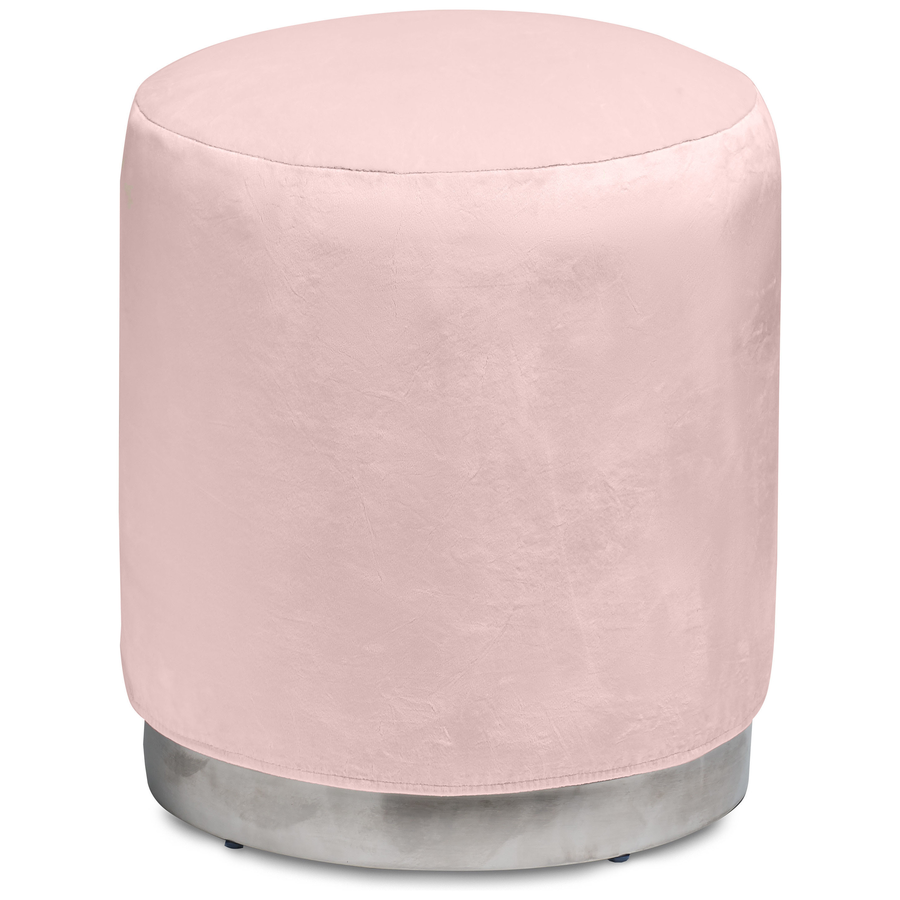 Пуф «Круг» серебряный, пыльно-розовый бархат - Фото основное 1