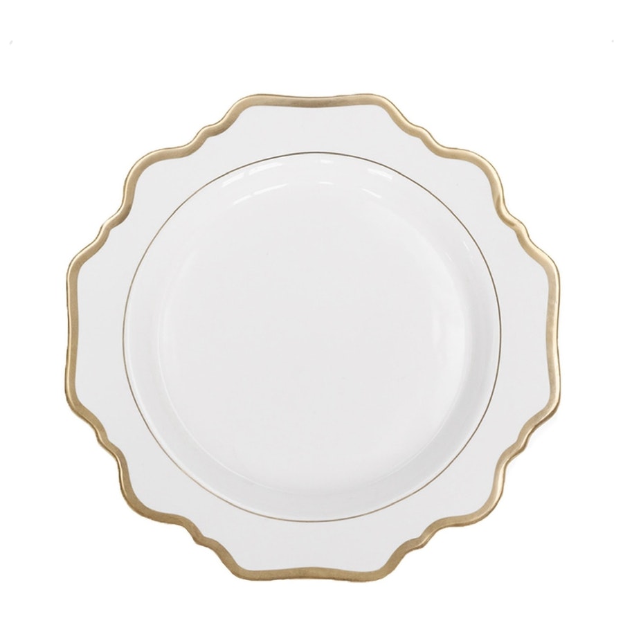 Обеденная тарелка «Тайга» белая с золотым кантом - Фото миниатюра 1