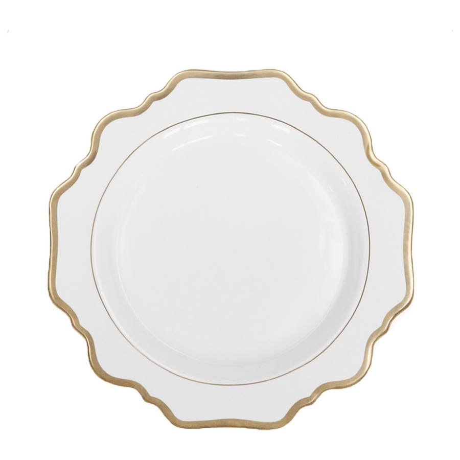 Обеденная тарелка «Тайга» белая с золотым кантом - Фото миниатюра 1