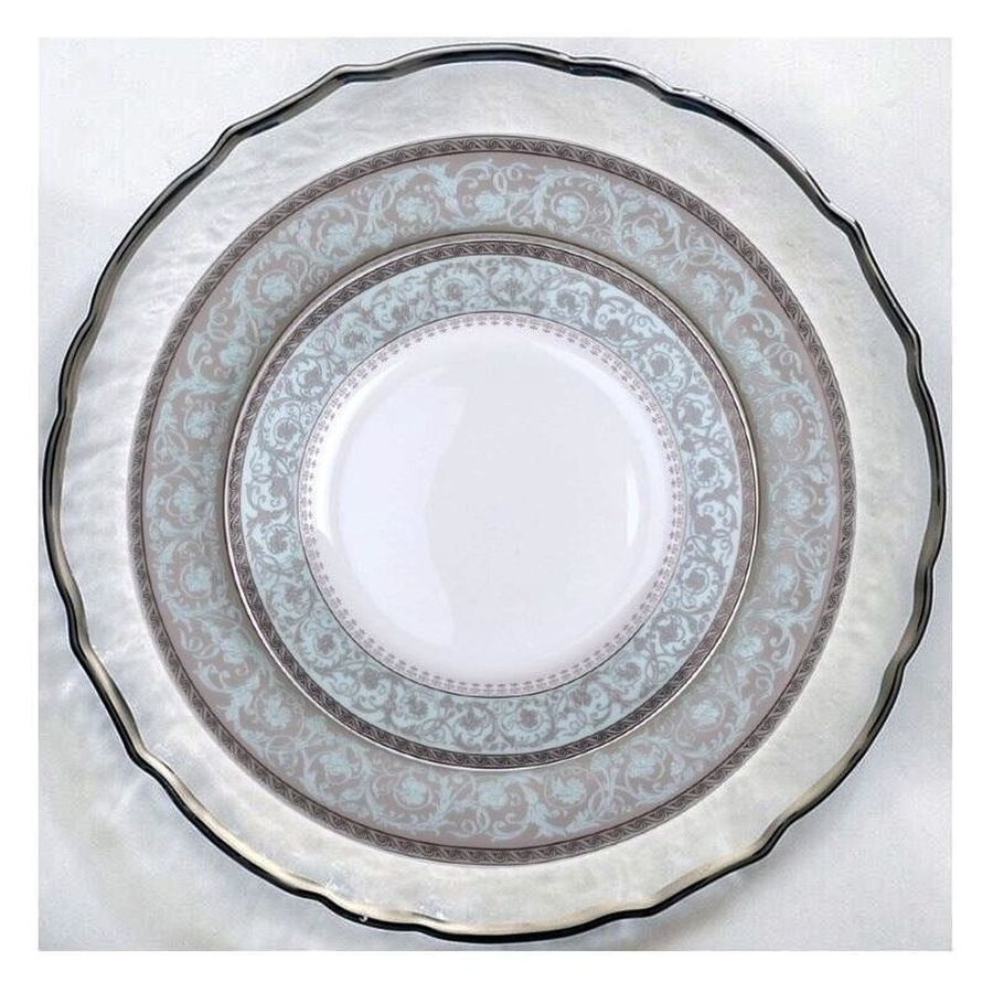 Подстановочная тарелка "Салак" прозрачная с серебряной каймой - Фото миниатюра 3