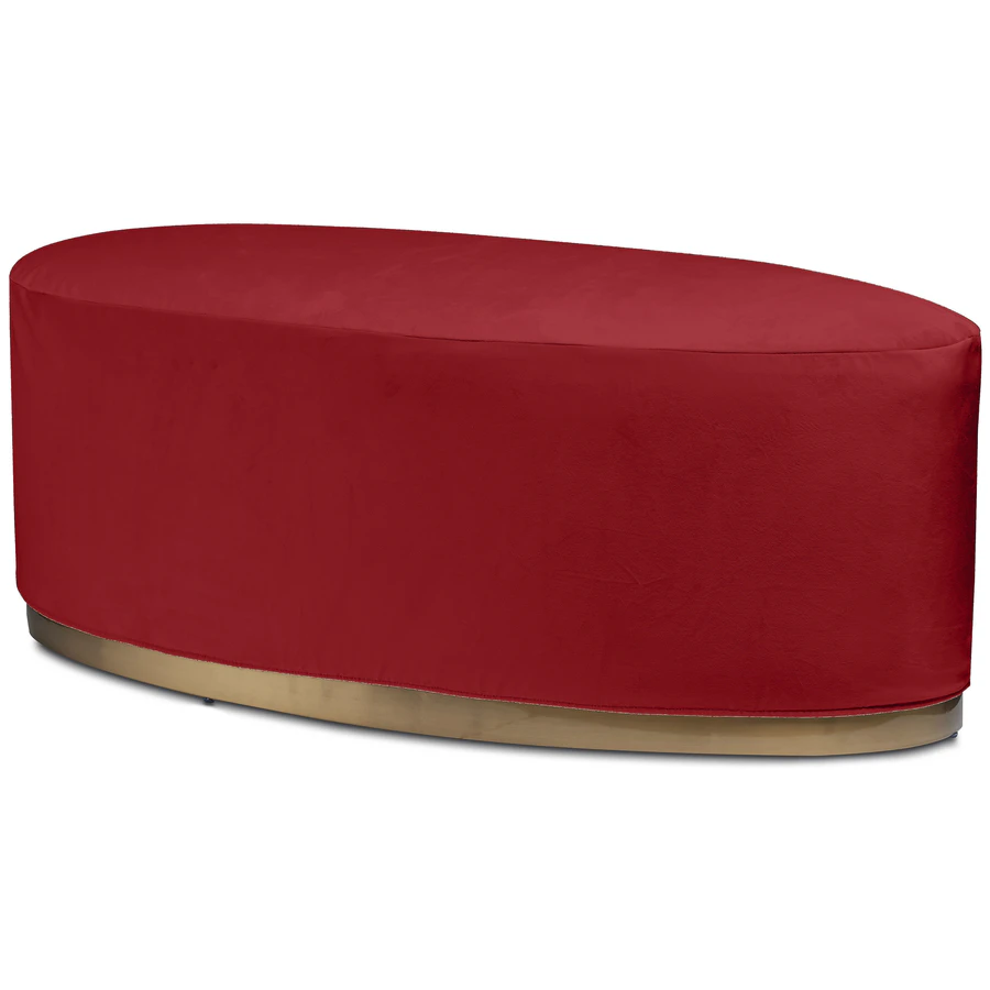 Пуф «Овал» золотой, красный бархат - Фото основное 1