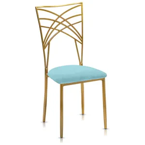 Стул «Хамелеон» золотой, небесная подушка из бархата