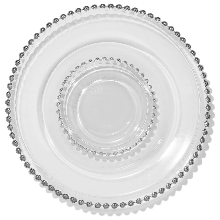 Набор тарелок «Бусинки» серебряные 33 и 16см - Фото миниатюра 1