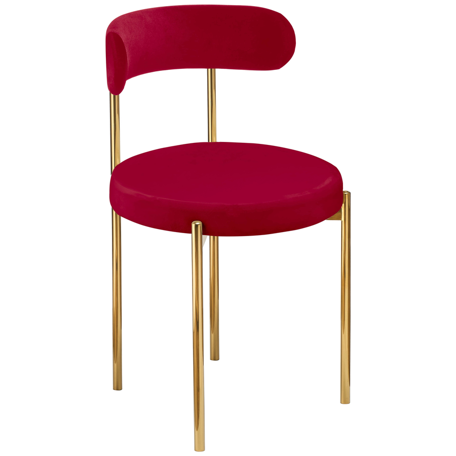 Стул «Лира» золотой, красная малина бархат - Фото миниатюра 1