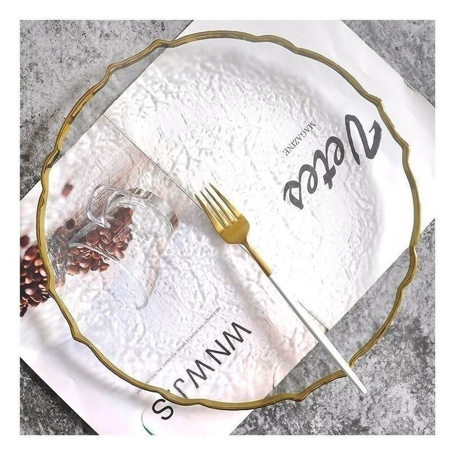 Подстановочная тарелка "Салак" прозрачная с золотой каймой - Фото миниатюра 3