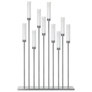 Канделябр «Роу» на 10 свечей серебряный металлический - Фото 3