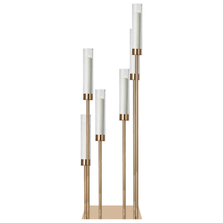 Канделябр «Тот» на 6 свечей золотой металлический - Фото миниатюра 2