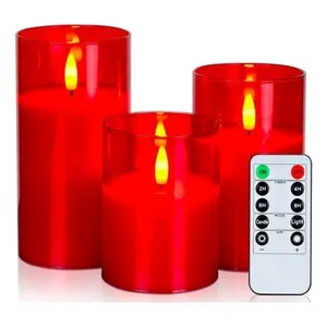 Набор Led свечей красного цвета из 3 штук - Фото 1