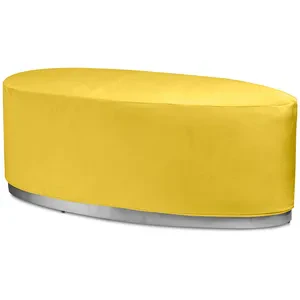 Пуф  «Овал» серебряный, желтый бархат