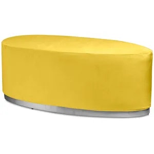 Пуф  «Овал» серебряный, желтый бархат