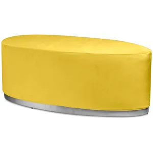 Пуф  «Овал» серебряный, желтый бархат